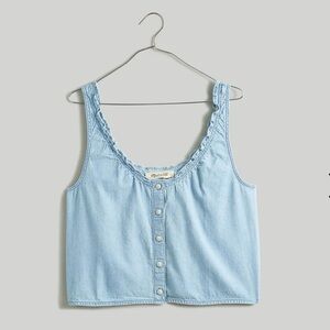 NWT Madewell Denim Ruffled Crop Top